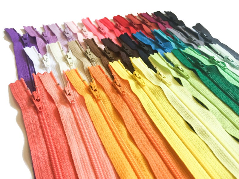 واي كي كي سحابات YKK تشكيلة الوان 7 بوصة عدد 3 لفائف نايلون طقم 30 قطعة - Image 2